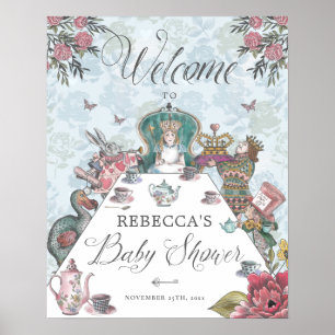 Welcome Alice in Wonderland Tea Party Baby Shower Poster