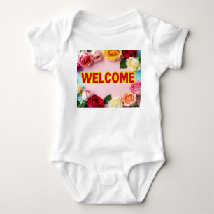 Welcome and thank you on baby bodysuit