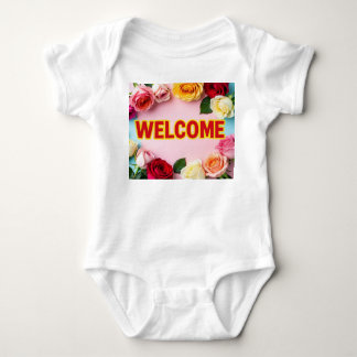 Welcome and thank you on baby bodysuit