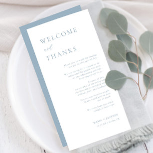 Welcome and Thanks Dusty Blue Thank You Place Card