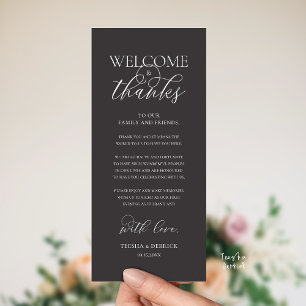 "Welcome and Thanks" Elegant Reception Guest Card