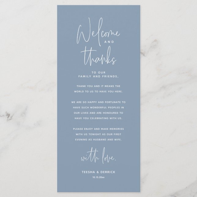 Welcome and Thanks, Place Setting Thank You Card (Front)