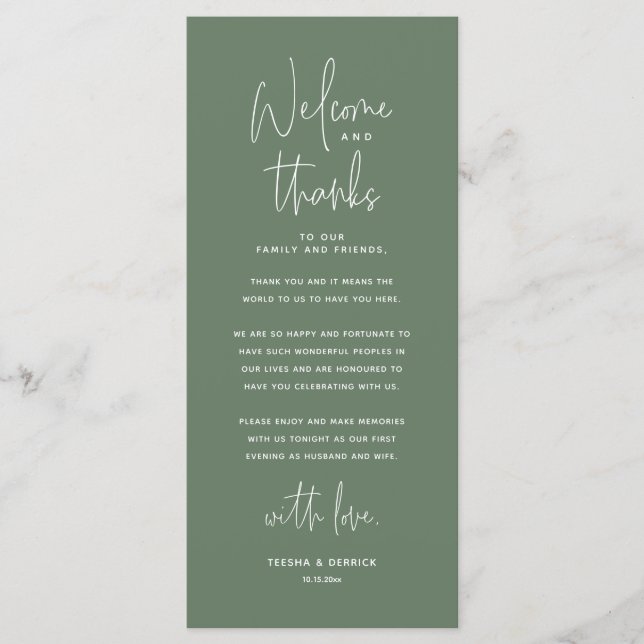 Welcome and Thanks, Place Setting Thank You Card (Front)