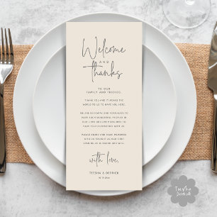 Welcome and Thanks, Place Setting Thank You Card