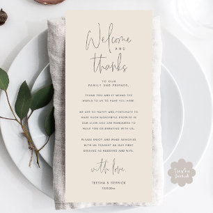 Welcome and Thanks, Place Setting Thank You Card