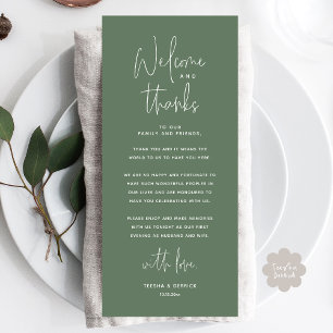 Welcome and Thanks, Place Setting Thank You Card