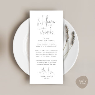 Welcome and Thanks, Place Setting Thank You Card