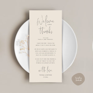 Welcome and Thanks, Place Setting Thank You Card