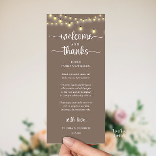 "Welcome and Thanks" Rustic Reception Guest Card