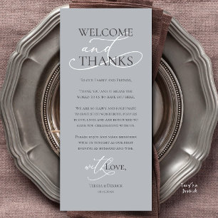 Welcome and Thanks, Wedding Dinner Thank You Card