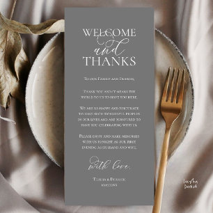 Welcome and Thanks Wedding Dinner Thank You Card