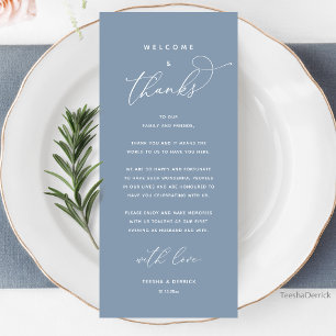 Welcome and Thanks, Wedding Dinner Thank You Card