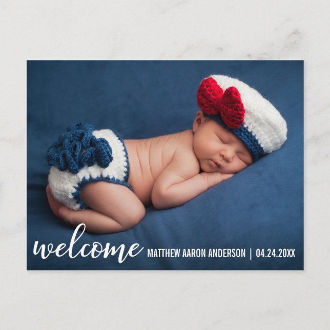 Welcome Announcement New Baby Modern W (Front)