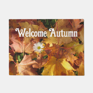 Welcome Autumn Daisy Door Mat