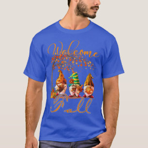 Welcome Autumn Thanksgiving Three Gnomes Pumpkins T-Shirt