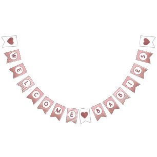 Welcome Babies Twin Rose Gold Baby Shower Sprinkle Bunting Flags