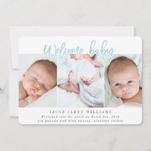 WELCOME BABY-BLUE ANNOUNCEMENT