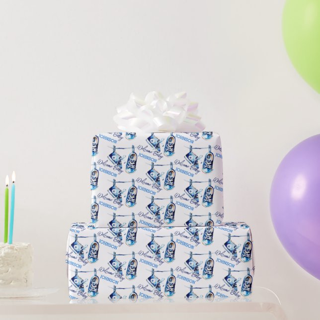 Welcome baby blue sports shoes personalized wrapping paper (Party Gifts)