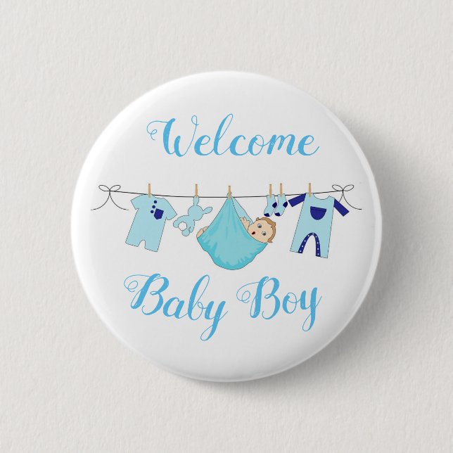 Welcome Baby Boy 2 Inch Round Button (Front)