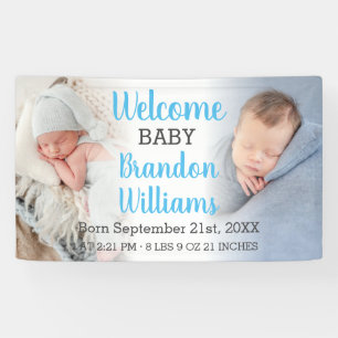 Welcome Baby Boy Announcement 2 Photo Banner