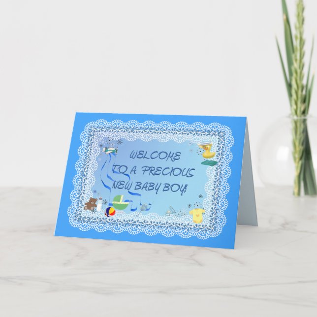 WELCOME BABY BOY!  Card (Front)