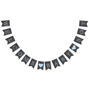 Welcome Baby Boy Chalkboard Look Bunting Flags