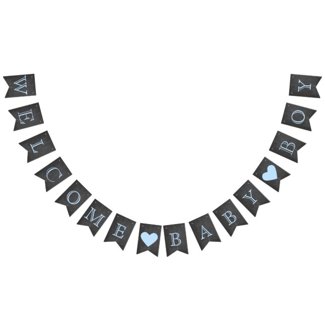 Welcome Baby Boy Chalkboard Look Bunting Flags (All)
