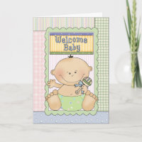 Welcome Baby Boy Congratulations Greeting Card