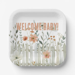 Welcome Baby Country Farm Floral Paper Plate