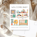 WELCOME BABY Cute Nursery Gender Neutral Congrats Postcard<br><div class="desc">Customize this cute congratulations postcard with your own text on the front and back! Click on “Personalize” above to edit the text. Then click "edit using design tool" to adjust the fonts, colours and placements. Check my shop for more or let me know if you'd like something custom! I can...</div>