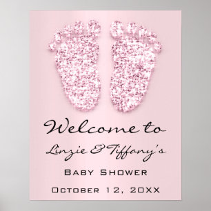 Welcome Baby Feet Baby Shower New Girl Pink Poster