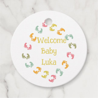 Welcome Baby Feet Personalize Favour Tags
