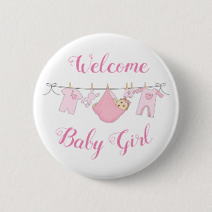 Welcome Baby Girl 2 Inch Round Button
