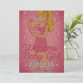 Welcome Baby Girl – Barbie’s Sparkling Embrace Invitation