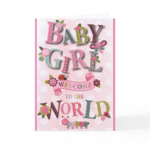 Welcome Baby Girl, carte de naissance, double cart