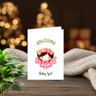 Welcome baby girl holiday card
