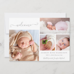 Welcome Baby Girl Photo Collage Birth Announcement