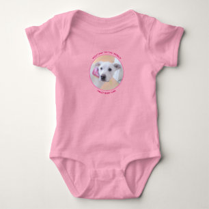 Welcome Baby Girl Photo of Cute White Puppy Dog Bodysuit