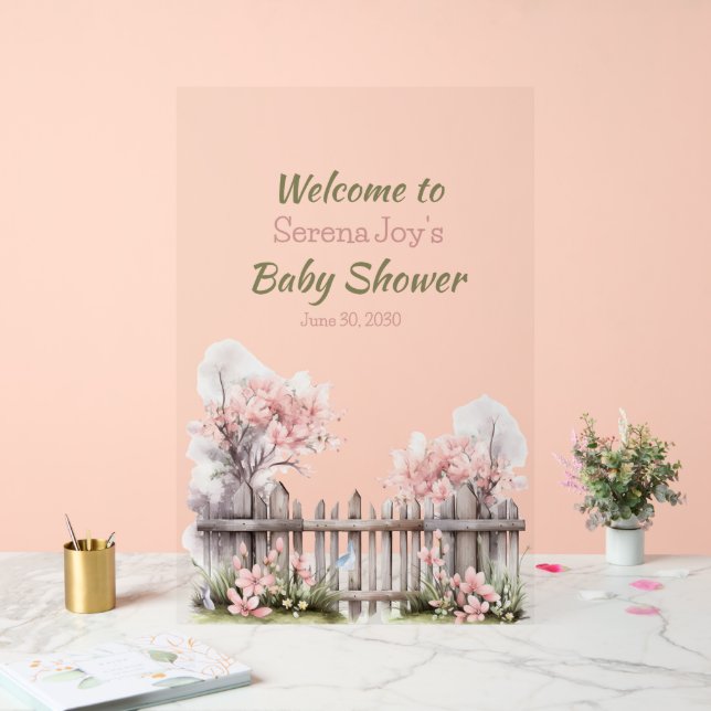 Welcome Baby Girl Shower Acrylic Sign (Wedding)