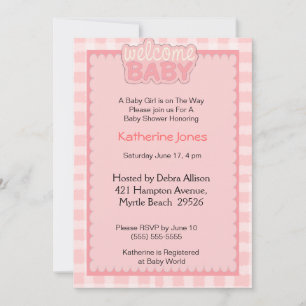 Welcome Baby Girl Shower Invitation