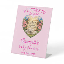 Welcome Baby Girl Shower Pedestal Sign