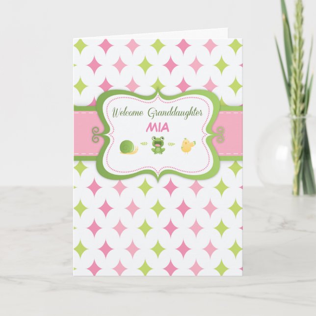 Welcome Baby Granddaughter Custom Personalized Nam Card (Front)