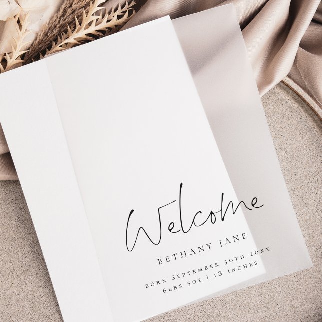 Welcome Baby Modern Script Birth Announcement (Creator Uploaded)