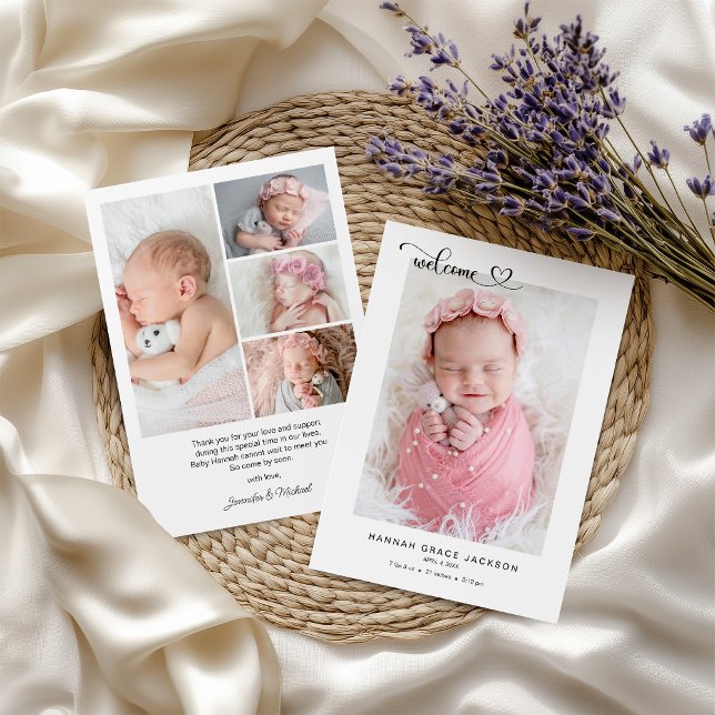Welcome Baby Multi Photo with Personalized Message Announcement (Creator Uploaded)