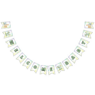 Welcome Baby Neutral Safari Animals Baby Shower Bunting Flags