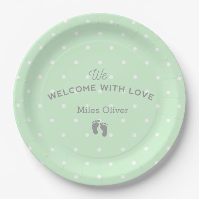 Welcome baby party paper plate (Front)