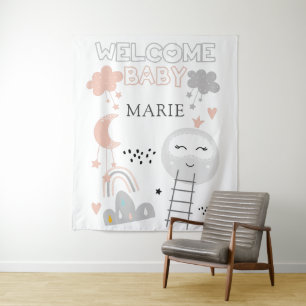 Welcome Baby Pathway to the Moon Personalized Tapestry