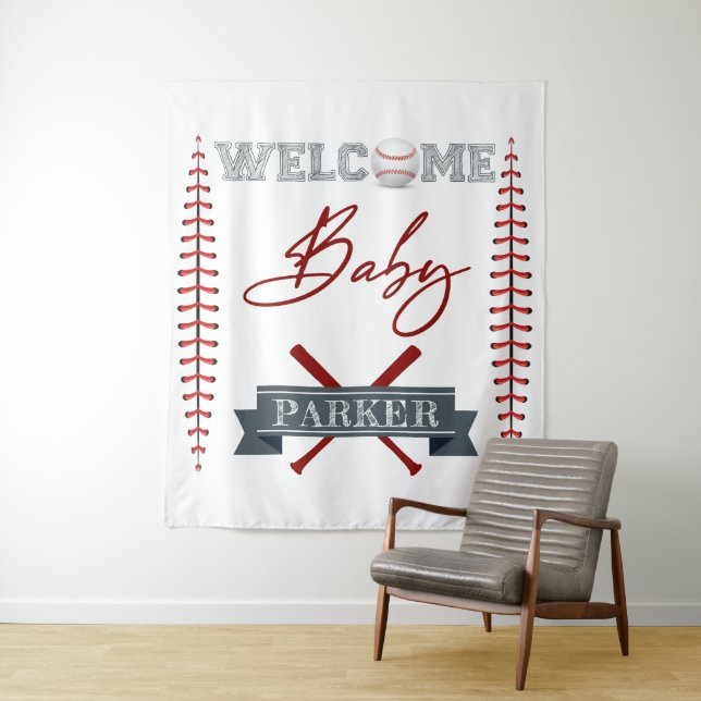 Welcome Baby Personalized Baby Shower Tapestry (In Situ)