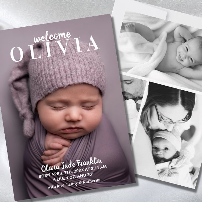 Welcome Baby Photo Collage Birth Announcement (Creator Uploaded)