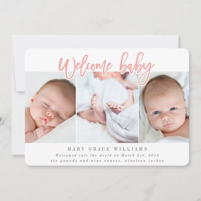 WELCOME BABY-PINK ANNOUNCEMENT (Front)